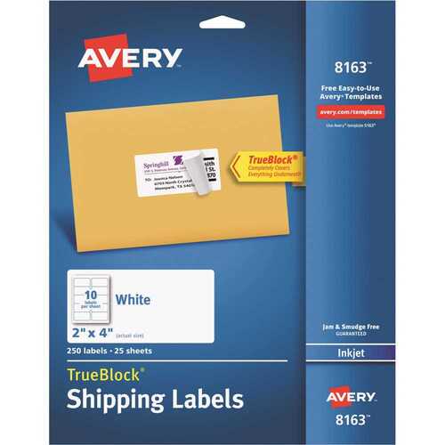 Avery AVE8163 2 in. x 4 in. White Shipping Labels with Trueblock Technology