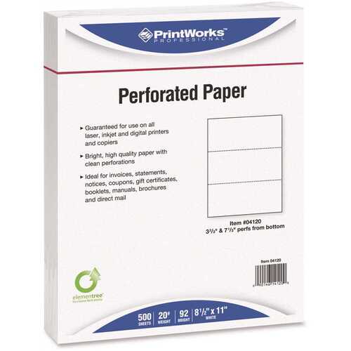 Printworks PRB04120 Professional Pre-Perforated Paper for Invoices, Statements, Gift Certificates and More