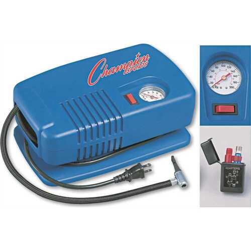 Champion 10122222 SPORT ELECTRIC INFLATING PUMP WITH GAUGE, HOSE & NEEDLE, 1/4 HP COMPRESSOR