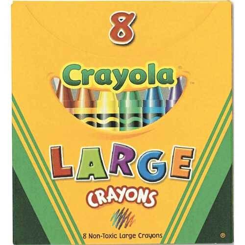 CRAYOLA LARGE CRAYONS, TUCK BOX, 8 COLORS/BOX