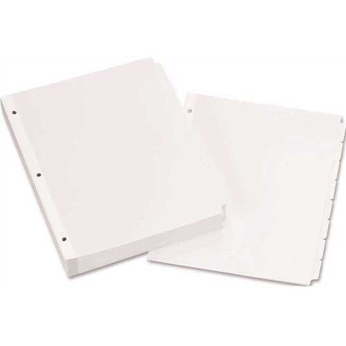 Write-On Plain Tab Dividers, 8-Tab, Letter, White