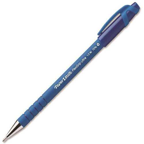 Medium Paper Mate Flexgrip Ultra-Ballpoint Stick Pen, Blue Ink, Dozen
