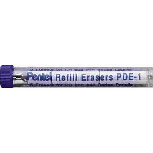 Pentel of America, Ltd 10131220 ERASER REFILLS, PDE1, 5/TUBE