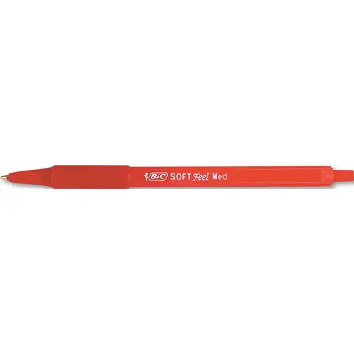 BIC 10122876 BIC SOFT FEEL BALLPOINT RETRACTABLE PEN, RED INK, MEDIUM, DOZEN