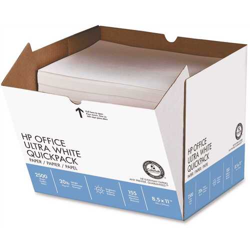 Hewlett Packard 20 lbs. 8-1/2 in. x 11 in. Office Paper 92 Brightness, White (2500 Sheets/Carton)