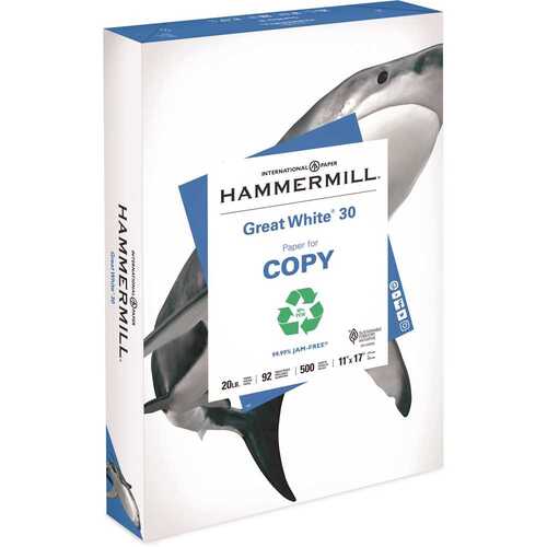 Hammermill HAM86750 Great White 20 lbs. 92 Brightness Recycled Copy Paper (500 Sheets/Ream)