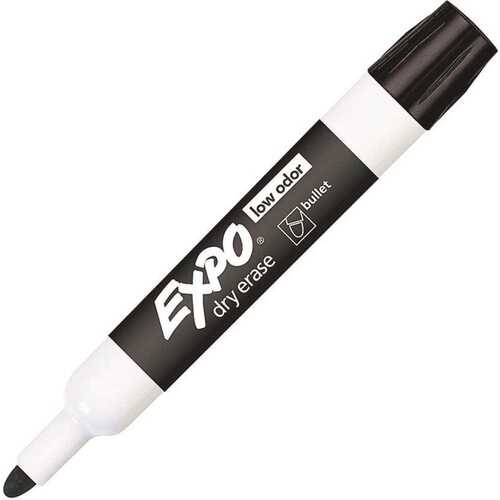 Bullet Tip Low Odor Dry Erase Markers, Black