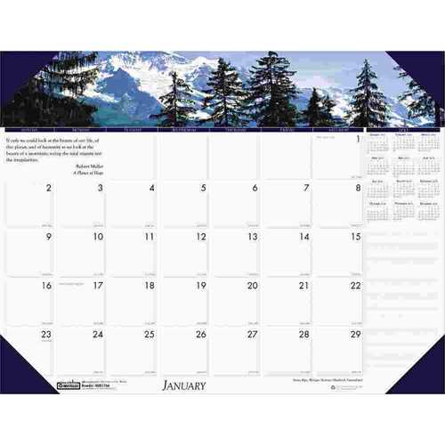 HOUSE OF DOOLITTLE 10129944 MOUNTAINS OF THE WORLD PHOTOGRAPHIC MONTHLY DESK PAD CALENDAR, 22 X 17