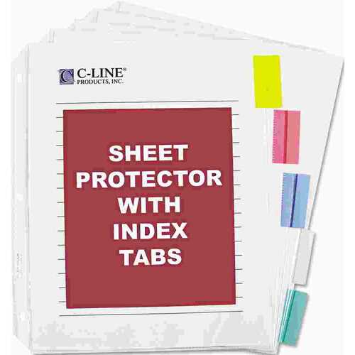 C-Line Products, Inc 10134933 SHEET PROTECTORS W/5 COLORED INDEX TABS & INSERTS, HEAVY GAUGE, LETTER
