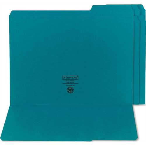 SMEAD MANUFACTURING COMPANY 10126550 FILE FOLDERS, 1/3 CUT, REINFORCED TOP TAB, LETTER, TEAL