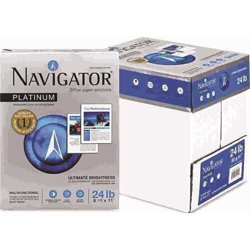 Navigator SNANPL11245R 8-1/2 in. x 11 in. 24 lbs. White Platinum Paper, 99 Brightness - pack of 5