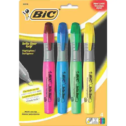 BIC 10134096 BIC BRITE LINER GRIP XL HIGHLIGHTER, CHISEL TIP, FLUORESCENT