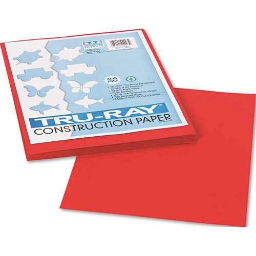 TRU-RAY CONSTRUCTION PAPER, 76 LBS., 9 X 12, HOLIDAY RED, 50 SHEETS/PACK