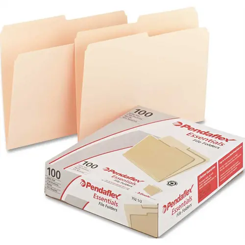 Esselte Pendaflex Corp. 10126417 PENDAFLEX FILE FOLDERS, 1/2 CUT, TOP TAB, LETTER, MANILA