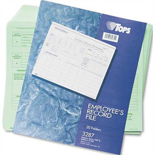 TOPS BUSINESS FORMS 10126166 EMPLOYEE RECORD FILE FOLDERS, STRAIGHT CUT, LETTER, GREEN