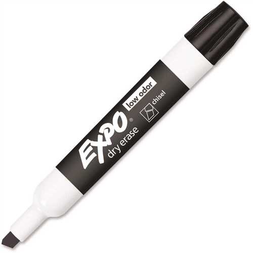 12 Low Odor Dry Erase Markers Chisel Tip in Black