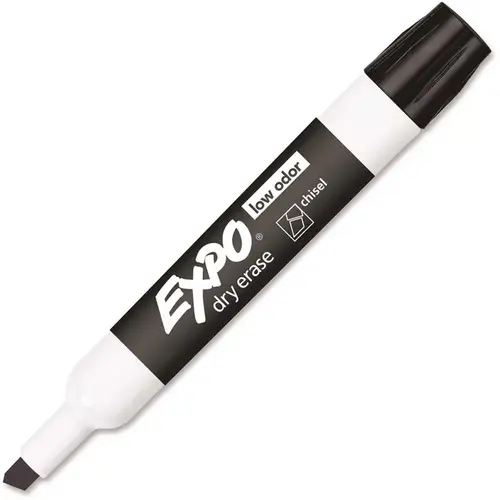 Expo  Low Odor Dry Erase Markers, Black, Chisel Tip