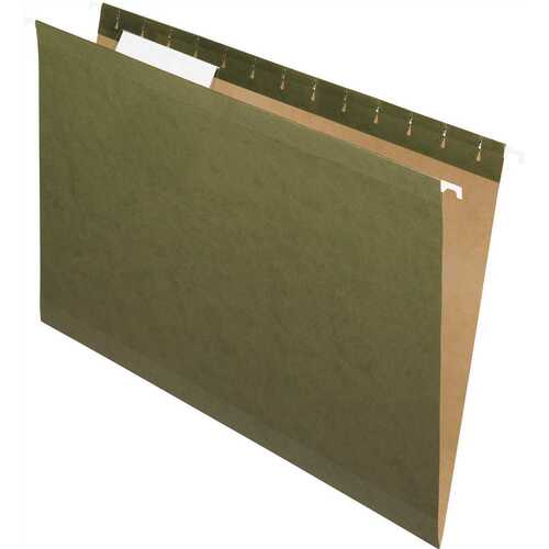 Pendaflex PFX415313 Reinforced Hanging File Folders, 1/3-Tab, Kraft, Legal, Standard Green
