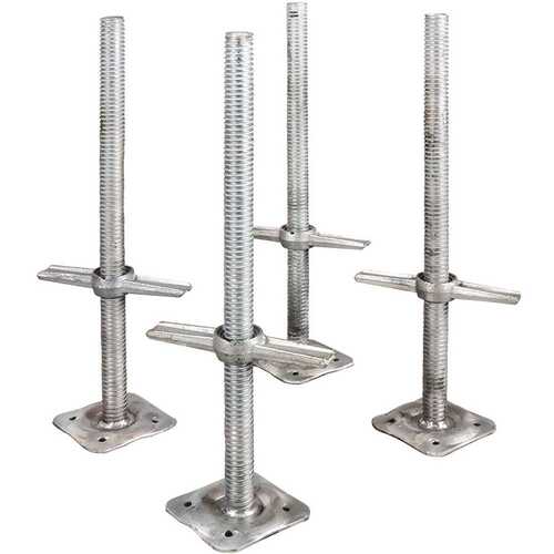 24 in. Adjustable Scaffold Leveling Jack in Galvanized Steel with Heavy Duty Base Plate and Wing Nut Screw