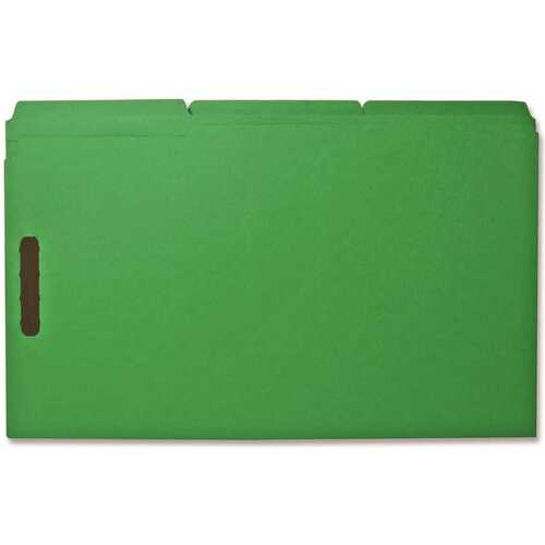 Sparco 3556472 COLORED FASTENER FOLDER, 1/3 TAB, GREEN, 8-1/2X14 IN
