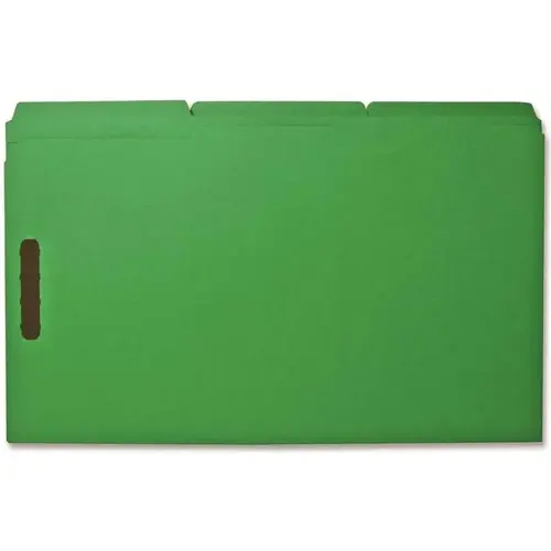 Sparco 3556472 COLORED FASTENER FOLDER, 1/3 TAB, GREEN, 8-1/2X14 IN