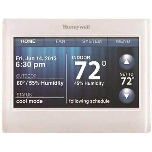 Wi-Fi 9000 7-Day Color Touchscreen Programmable or Non-Programmable Thermostat Premier White