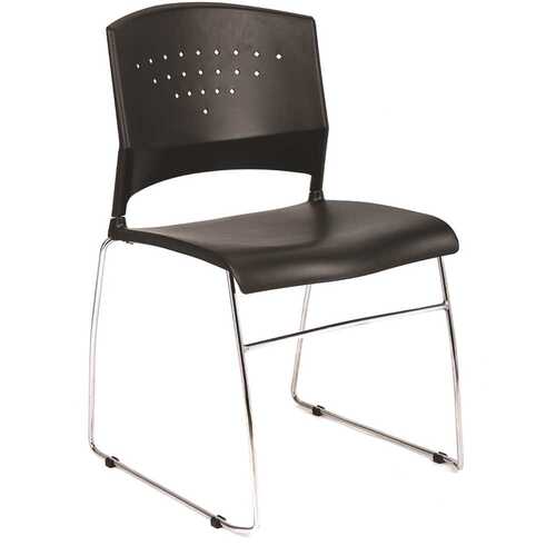 Side Chair Black Plastic Seats Steel Frame Chrome Stackable