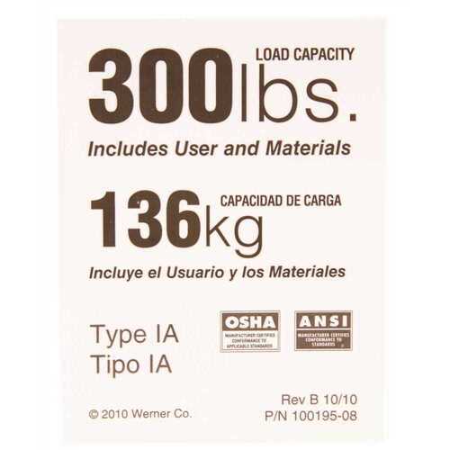 Fiberglass Stepladder Duty Rating Labels, 300 lbs