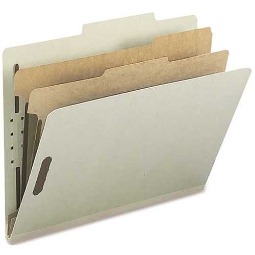 CLASSIFICATION FILE FOLDER, 2 IN. EXPANSION, 2 DIVIDERS, GRAY/GREEN, 8-1/2X11 IN