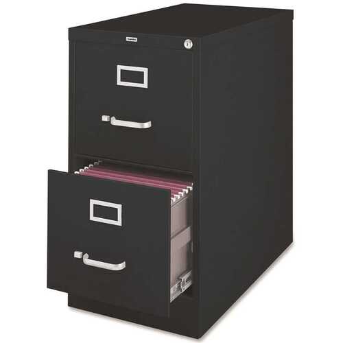 VERTICAL FILE CABINET, 2 DRAWERS, SECURITY LOCK, LEGAL FILES, BLACK, 18X26-1/2X28-3/8 IN