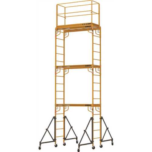MetalTech I-T3CISC Rolling Scaffolding Tower, 3-Story Baker Scaffolding with Outriggers, Guard Rail, Scaffolding Platform