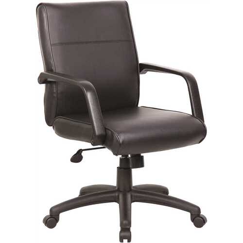 Black Mid Back Executive Chair in LeatherPlus