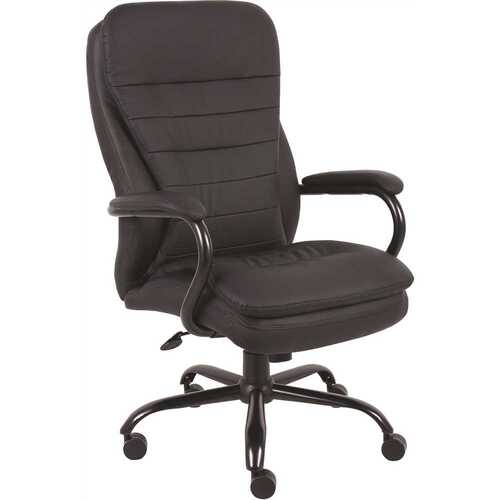 Black Caresoft Vinyl Big and Tall Desk Chair Heavy Duty Black Steel Constuction, 400 LB Capacity