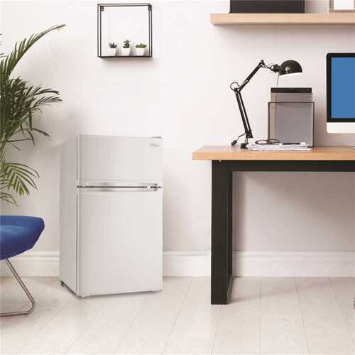 Designer 3.1 cu. ft. Mini 2-Door Refrigerator in White with Freezer