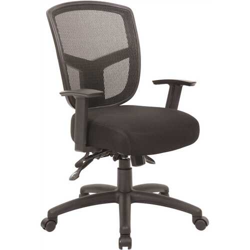 BOSS Office Products B6023 3-Paddle Comfort Adjustments Multi-Function Black Mesh Black Fabric Adj. Arms, Pneumatic Lift.Mesh Task Chair