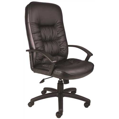 BOSS Office Products B7301 Black Leather High Back Executive Chair with Seat Height Adjustment