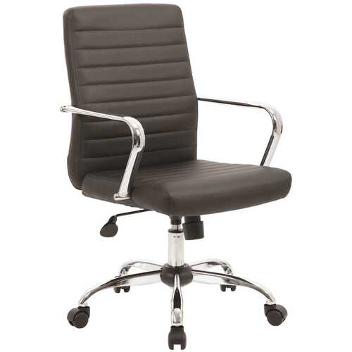 Black Contemporary Desk Chair with Chrome Arms