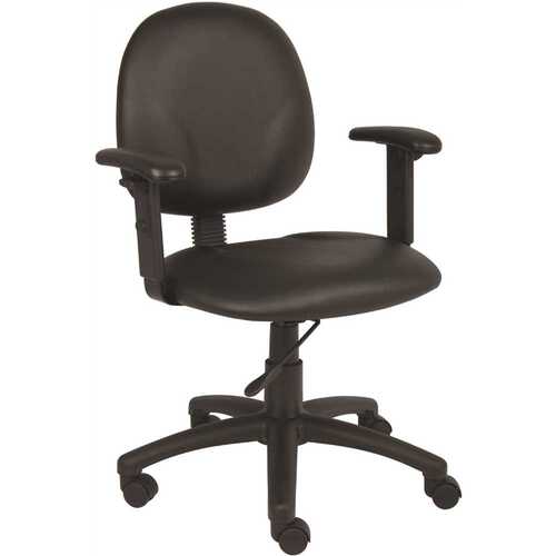 BOSS Office Products B9091-CS Black Office Task Chair Antimicrobial Vinyl Black Nylon Base Adjustable Arms Swivel-Tilt Pneumatic Lift