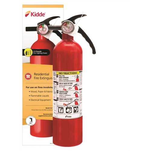 Kidde 21030926 Basic Use Fire Extinguisher with Easy Mount Bracket & Strap, 1-A:10-B:C, Dry Chemical, One-Time Use