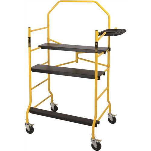 MetalTech I-IMIS Jobsite Series 3.3 ft. L x 6.3 ft. H x 2.6 ft. D Scaffold Work Platform with Safety Rail and Tool Tray, 900 lb. Capacity