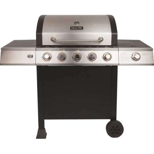 Dyna-Glo DGB515SDP-D 5-Burner Open Cart Propane Gas Grill in Stainless Steel with Side Burner
