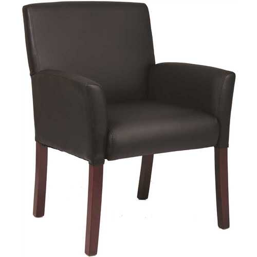Black Contemporary Guest Chair Mahogany Finish Legs