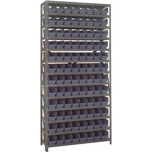 Economy 4 in. Shelf Bin 12 in. x 36 in. x 75 in. 13-Tier Shelving System Complete with QSB101 Blue Bins