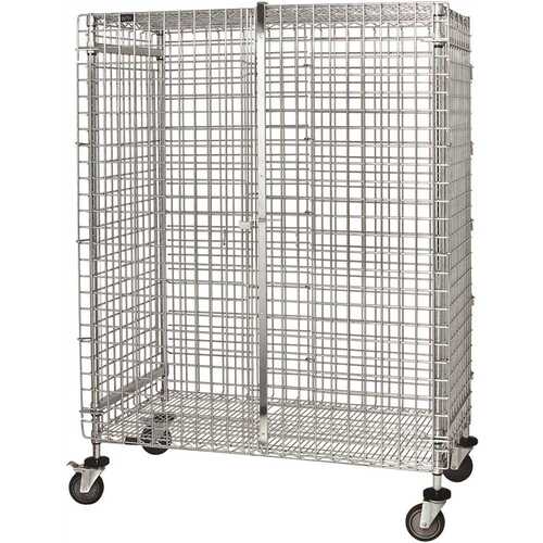 QUANTUM STORAGE SYSTEMS M2448-69SEC 1000 lbs. 24 in. x 48 in. x 69 in. Stem Castered Wire Security Cart in Chrome