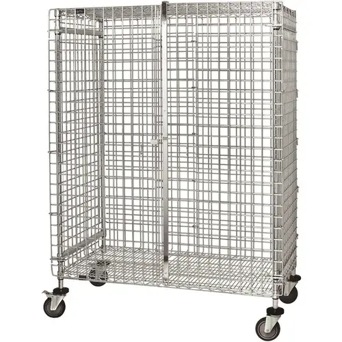 QUANTUM STORAGE SYSTEMS M2460-69SEC 1000 lbs. 24 in. x 60 in. x 69 in. Stem Castered Wire Security Cart in Chrome