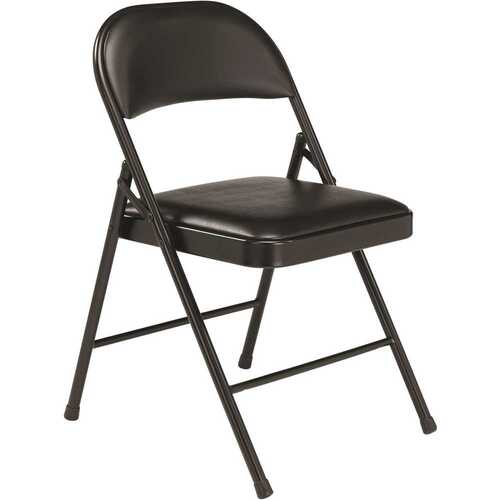 National Public Seating 950 Black Vinyl Padded Seat Stackable Folding Chair