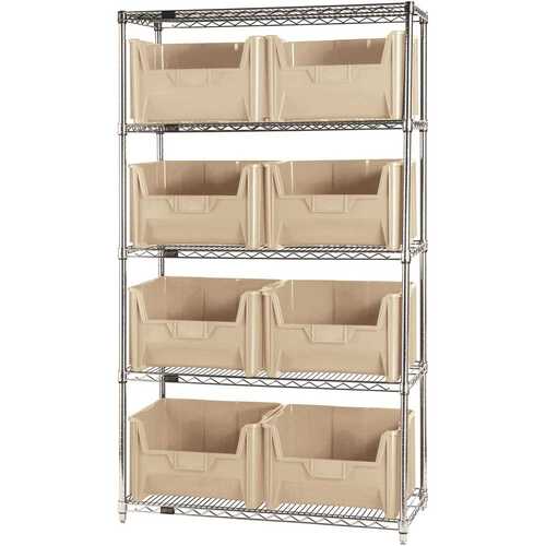 QUANTUM STORAGE SYSTEMS WR5-700IV 18 in. x 42 in. x 74 in. Giant Stack Container Wire Shelving System 5-Tier in Ivory