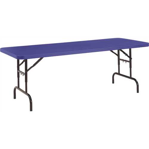 National Public Seating BTA-3072-04 72 in. Blue Plastic Adjustable Height Folding High Top Table