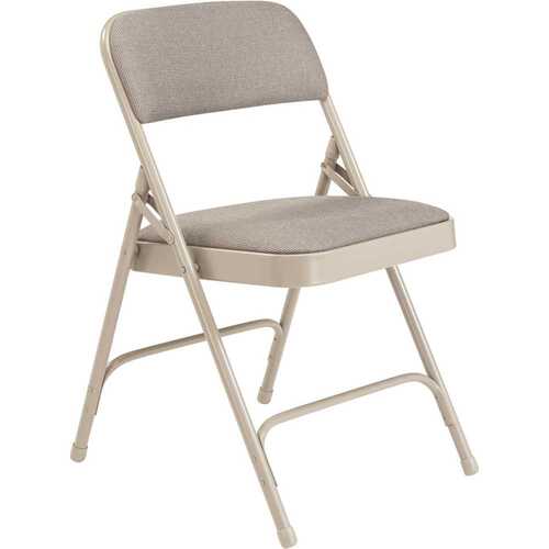 National Public Seating 2202 Grey Fabric Padded Seat Stackable Folding Chair