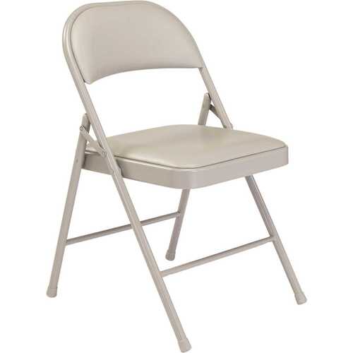 National Public Seating 952 Gray Vinyl Padded Seat Stackable Folding Chair